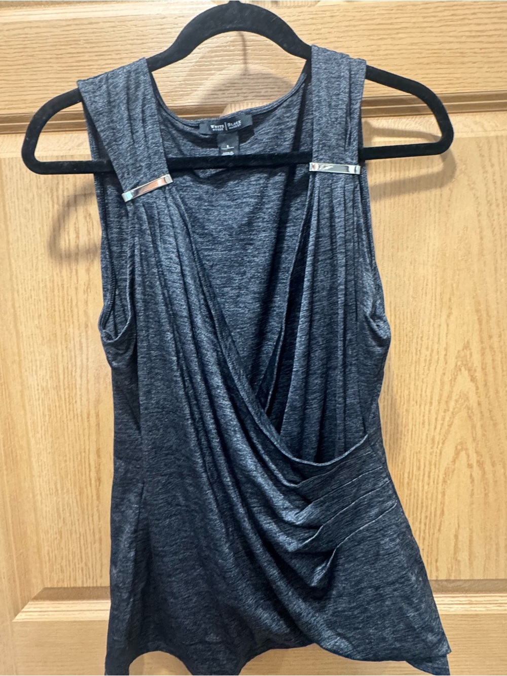 White House Black Market Charcoal Drape Front Sleeveless Top